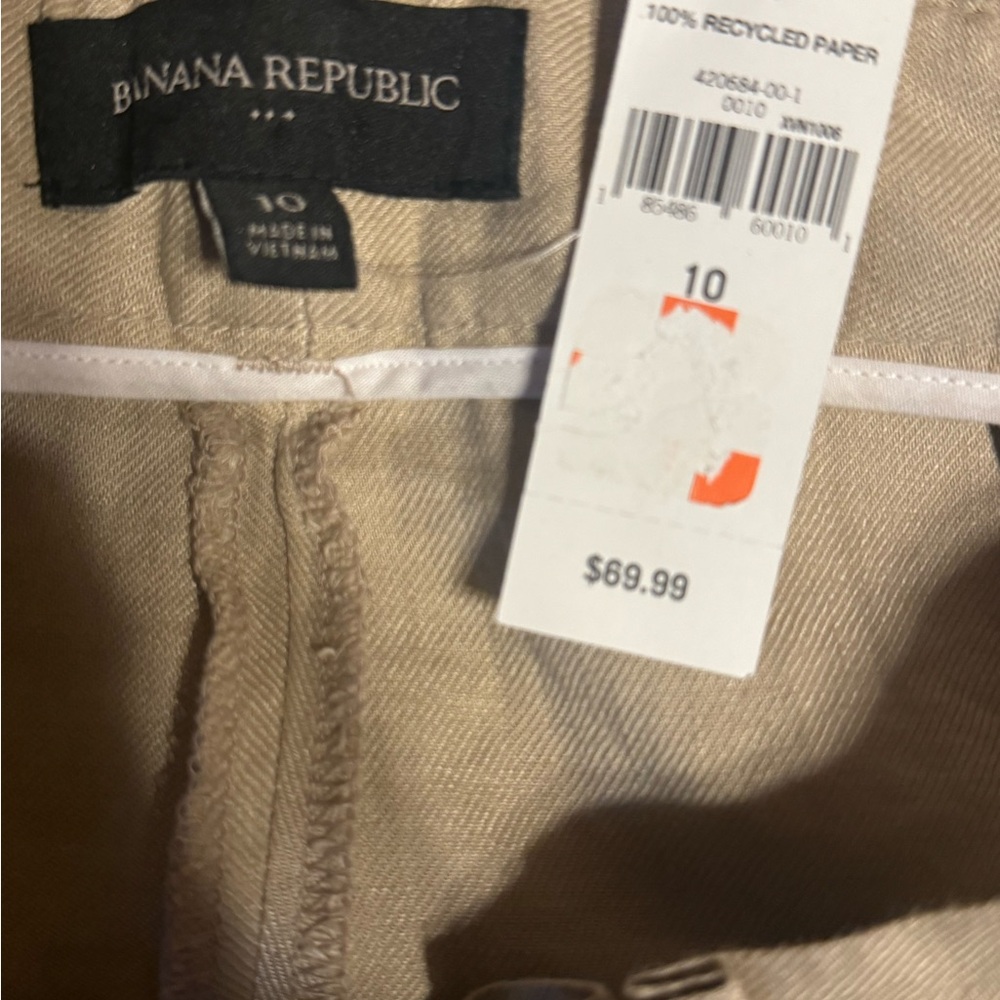 Women's Banana Republic Linen Blend Beige Pants, NWT - Picture 5 of 8